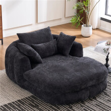 (Black) Oversized Chaise Lounge Sofa – Plush Chenille Accent Chair