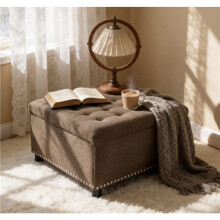 (Coffee, Wood) Square Storage Ottoman for Small Spaces