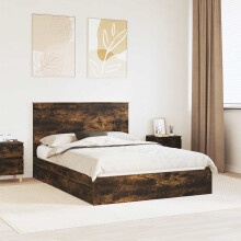 vidaXL Storage Bed with Drawer Smoked Oak 135 x 190 cm Engineered Wood