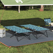 vidaXL Folding Camping Bed Folding Leaf 2 pcs Forest 206 x 76 x 74 cm