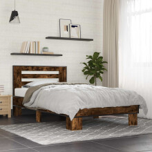 vidaXL Bed Frame with Headboard Smoked Oak 80 x 200 cm Engineered Wood