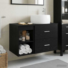 vidaXL Bathroom Furniture Set 2 pcs Black Oak Engineered Wood