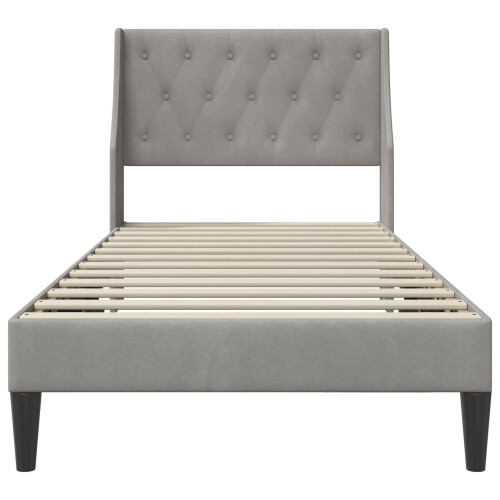 VidaXL vidaXL Bed Frame with Headboard Light Grey 90 x 190 cm Velvet 1