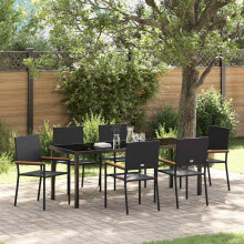 vidaXL Garten Essgruppe 7 stk. Schwarz Poly-Rattan
