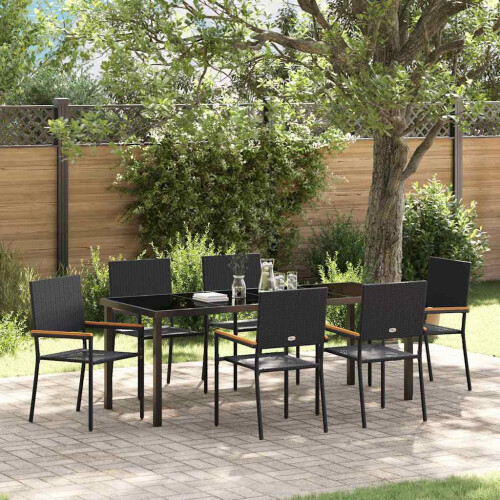 VidaXL vidaXL Garten Essgruppe 7 stk. Schwarz Poly-Rattan