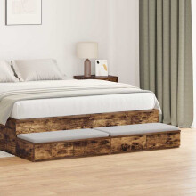 vidaXL Bed Drawers Smoked Oak 160 x 36.5 x 16.5 cm Engineered Wood