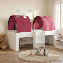 vidaXL Kids'High Bed Frame with Tunnel White and Red Engineered Wood