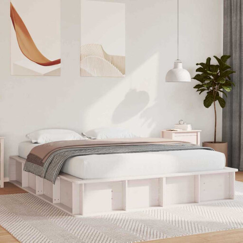 VidaXL vidaXL Bed Frame White 150 x 200 cm Solid Pine Wood
