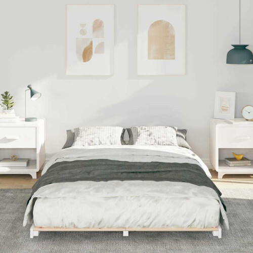 VidaXL vidaXL Bed Frame White 135 x 190 cm Solid Pine Wood 2