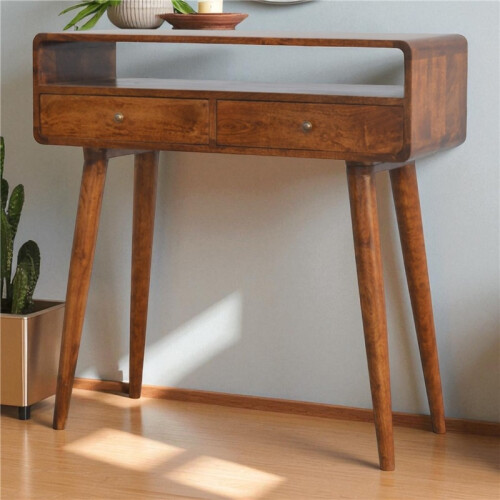 Dark Brown Solid Wood Console Table, 35*90*90cm