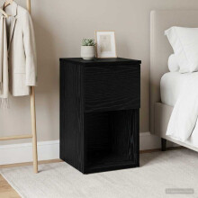 vidaXL Bed Cabinet Black Oak 29 x 31.5 x 49 cm Engineered Wood
