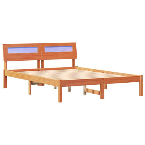 VidaXL vidaXL Bed Frame with Headboard Wax Brown 120 x 200 cm Solid Pine Wood 1