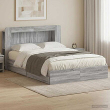 vidaXL Bed Frame with Storage Grey Sonoma 150 x 200 cm Engineered Wood