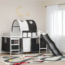 vidaXL Kids'Loft Bed Frame White and Black 107 x 200 cm Metal