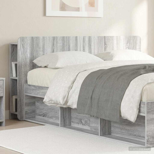 VidaXL vidaXL Headboard Cabinet with Storage Grey Sonoma Engineered Wood