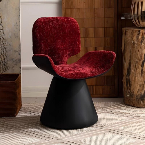 (Black, Red) Luxury Red-Black Dressing Table Chair 2