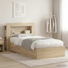 vidaXL Bed Frame with Storage Sonoma Oak 90 x 190 cm Engineered Wood