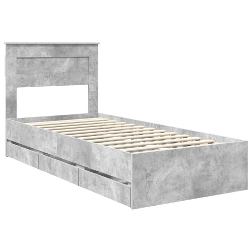 VidaXL vidaXL Bed Frame with Drawer Concrete Grey 75 x 190 cm Engineer Wood 2