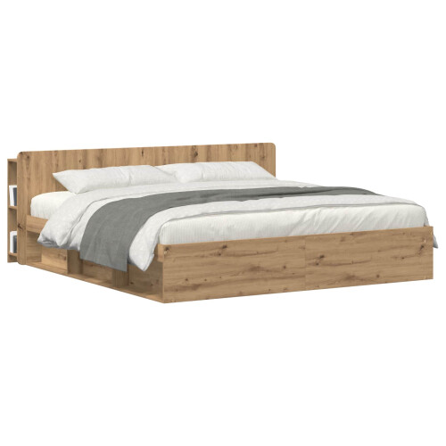 VidaXL vidaXL Headboard Cabinet with Storage Artisan Oak Engineered Wood 2