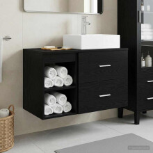 vidaXL Bathroom Furniture Set 2 pcs Black Oak Engineered Wood