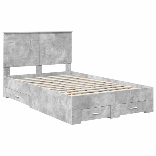 VidaXL vidaXL Bed Frame Concrete Grey 135 x 190 cm Engineered Wood 2