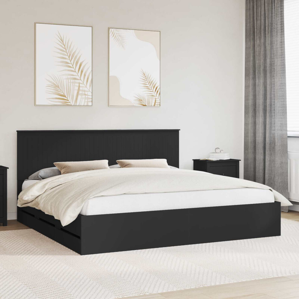 Vidaxl Bed Frame With Drawer Black 200 X 200 Cm Engineer Wood