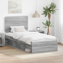 vidaXL Bed Frame Grey Sonoma 90 x 190 cm Solid Pine Wood