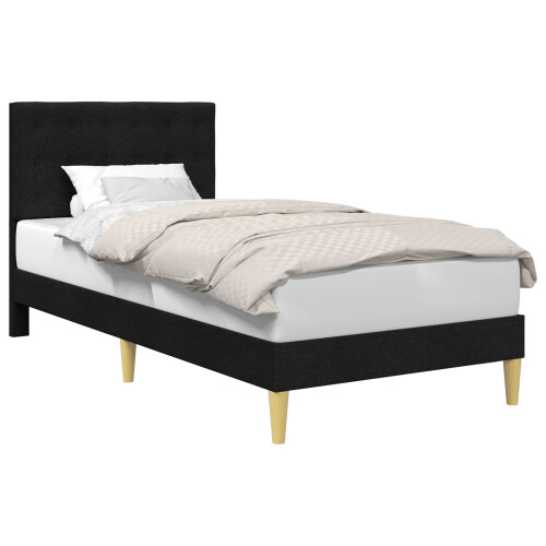 VidaXL vidaXL Bed Frame with Headboard Black 90 x 190 cm Fabric 1