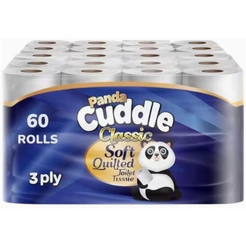Panda Panda Cuddle 60 Rolls 3 Ply Luxury Toilet Tissue