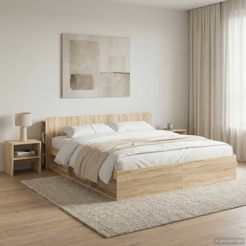 VidaXL vidaXL Headboard Cabinet with Storage Sonoma Oak Engineered Wood 1