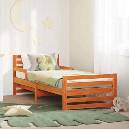 VidaXL vidaXL Bed Frame with Headboard Wax Brown 80 x 200 cm Engineered Wood
