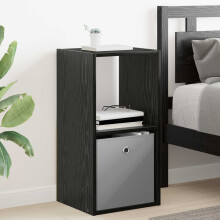 vidaXL Bedside Table Black Oak 35 x 32 x 68.5 cm Engineered Wood