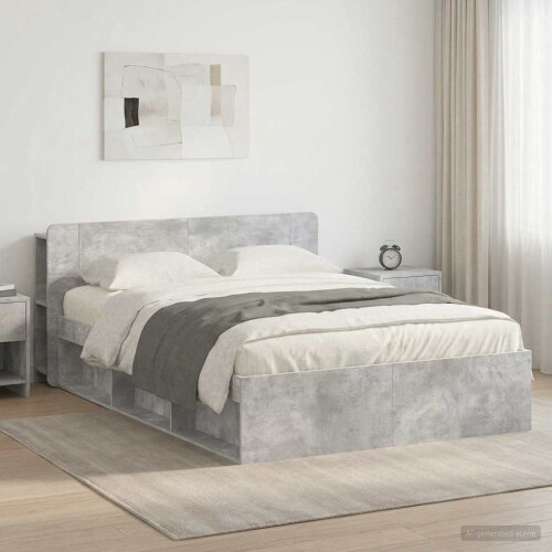 VidaXL vidaXL Bed Frame with Storage Concrete Grey 140 x 190 cm