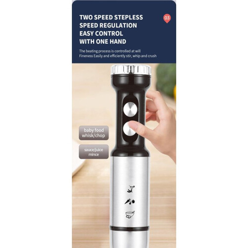 Electric Food Processor Blender Multi-Speed Immersion Hand Blender for Kitchen Mixing Smoothies Soups 1000W EU Plug 1