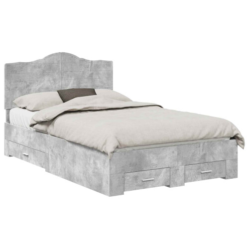 VidaXL vidaXL Bed Frame Concrete Grey 120 x 190 cm Engineered Wood 1