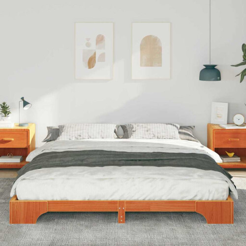 VidaXL vidaXL Bed Frame Brown 200 x 220 cm Solid Pine Wood 2