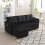 (Black, Corduroy) Pull-Out Bed Sofa with Storage Chaise 3
