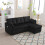 (Black, Corduroy) Pull-Out Bed Sofa with Storage Chaise 6