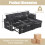 (Black, Corduroy) Pull-Out Bed Sofa with Storage Chaise 8