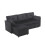 (Black, Corduroy) Pull-Out Bed Sofa with Storage Chaise 5