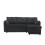 (Black, Corduroy) Pull-Out Bed Sofa with Storage Chaise 10