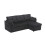(Black, Corduroy) Pull-Out Bed Sofa with Storage Chaise 7