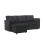 (Black, Corduroy) Pull-Out Bed Sofa with Storage Chaise 9
