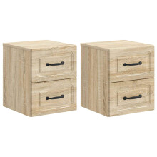 vidaXL Wall-Mounted Bedside Cabinet 2 pcs Sonoma Oak 34.5 x 33 x 40 cm