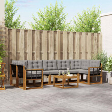 vidaXL Outdoor-Sofagarnitur 8 stk. Natürlich und Hellgrau