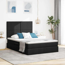 vidaXL Aufbewahrungsbett mit Matratze Schwarz 140 x 190 cm Stoff