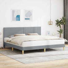 vidaXL Bed Frame with Headboard Light Grey 180 x 200 cm Fabric