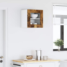vidaXL Wall Glass Cabinet PORTO Smoked Oak 40 x 31 x 40 cm