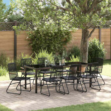 vidaXL Garten Essgruppe 9 stk. Schwarz Pulverbeschichteter Stahl