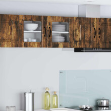 vidaXL Wall Glass Cabinet PORTO 2 pcs Smoked Oak 40 x 31 x 40 cm